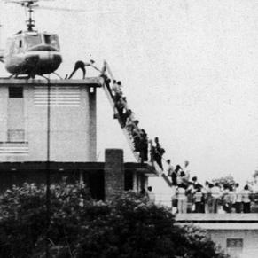 Evacuation from a rooftop during the fall of Saigon, April 1975